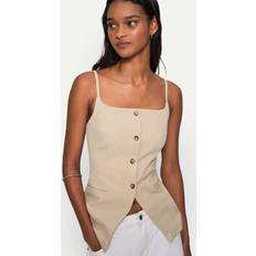 Bershka Outerwear Bershka Square Neck Waistcoat - Beige