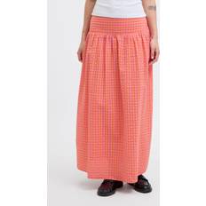 Checkered - Women Skirts JJXX Co-Ord Long Gingham Skirt - Pink Orange
