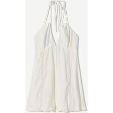 Bershka Jumpsuits & Overaller Bershka Vit Playsuit Med Halterneck Och Knytband - Vit