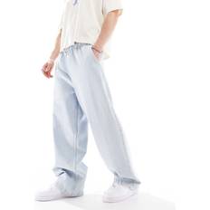 Randiga Jeans Bershka Blårandiga Baggy Jeans Med Knytning I Midjan