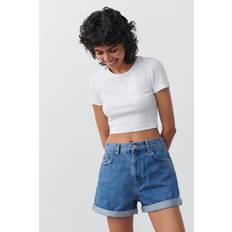 Gina Tricot High Waist Denim Shorts - Blå
