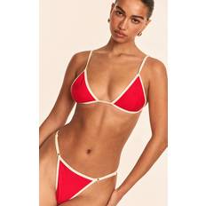 PrettyLittleThing Red Contrast Binding String Tanga Bikini Bottoms - Red
