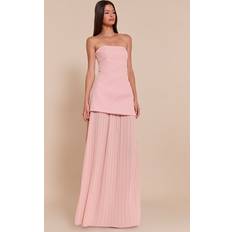 PrettyLittleThing Blush Chiffon Pleated Skirt Panel Bandeau Maxi Dress - Pink