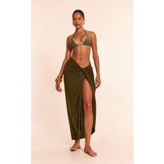 Gröna Saronger & Kimonos PrettyLittleThing Khaki Linen Look Rectangle Sarong - Green