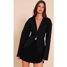Slim Blazers PrettyLittleThing Cinched Waist Stretch Blazer - Black