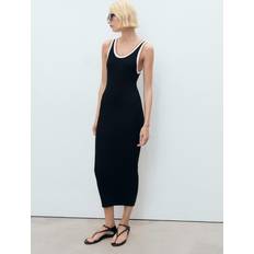 Mango Compact Knit Midi Dress - Black
