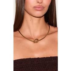 PrettyLittleThing Gold Smooth Structured Knot Necklace - Yellow