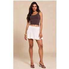 Pleats Skirts PrettyLittleThing Linen Look Pleat Detail Mini Skirt - Natural