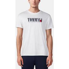 Tommy Jeans Herre T-shirts Tommy Jeans Bluser & T-shirt Med Lineært Flaglogo - Navy/Lys Rød