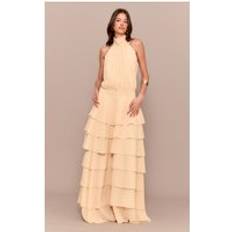 PrettyLittleThing Butter Yellow Chiffon Tiered Maxi Dress