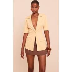 Gula Kavajer PrettyLittleThing Butter Yellow Short Sleeve Button Blazer