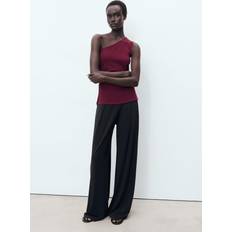 Mango Asymmetrical Draped Top - Burgundy