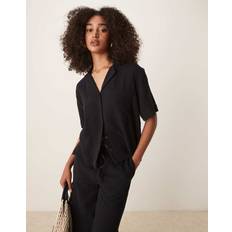 Gina Tricot Co-Ord Relaxed Fit Gauze Short Sleeve Shirt - Black