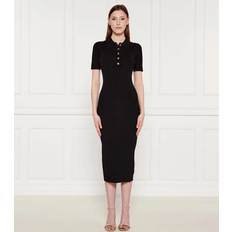 Michael Kors MK Stretch Knit Polo Midi Dress - Black