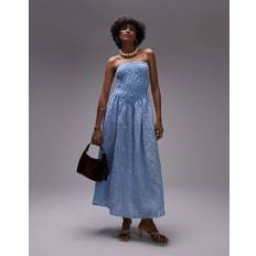 & Other Stories Clothing & Other Stories 3D Floral Midi Dress With V Drop Waist Light Blue