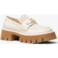 Michael Kors Loafers Michael Kors MK Mandy Leather Signature Logo Platform Loafer - Natural