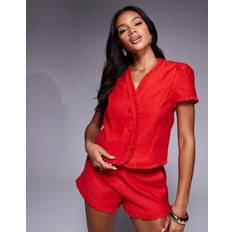 Blouses River Island linen ruffle top co-ord in red
