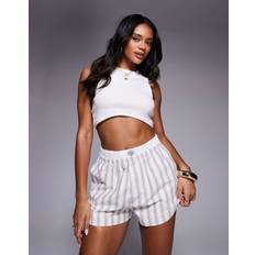 Stripe Boxer Waistband Woven Shorts - Beige
