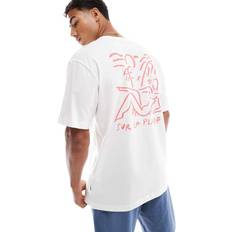 Only & Sons Oversized Fit T-Shirt With Sur La Plage Back Print White