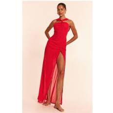 Dam - Enfärgade Saronger & Kimonos PrettyLittleThing Red Halter Neck Chiffon Maxi Beach Dress