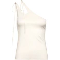 Asymmetric Tie Jersey Tank Top - Vit