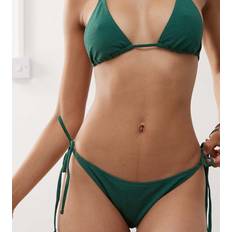 Weekday Crinkle Side Tie Bikini Bottom - Dark Green