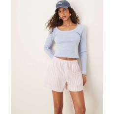 Abercrombie & Fitch Shorts Abercrombie & Fitch Tie Waist Poplin Shorts Pink Stripe