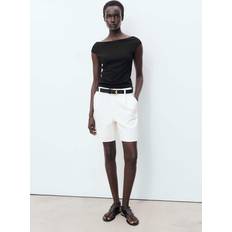 Mango Sculpt Backless Tee With Cap Sleeve - Black