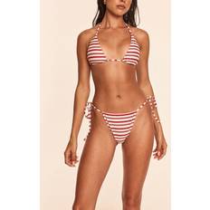 PrettyLittleThing Red Stripe Tie Side Bikini Bottoms - Red