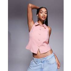 Pink Vests River Island High Neck Collared Waistcoat - Light Pink