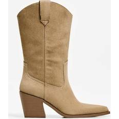 Beige Höga stövlar Bershka Cowboystövel