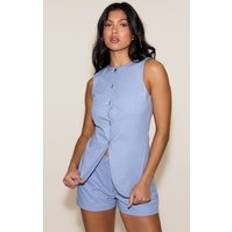PrettyLittleThing Textured Tailored Shorts - Blue