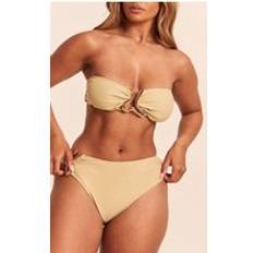 Polyamide Bikini Bottoms PrettyLittleThing Shape Wave Trim Bikini Bottoms - Olive Gold