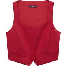 Mango Overtøj Mango Linenblend Suit Waistcoat - Mørkerød