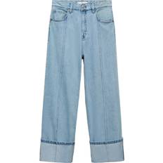 Mango Wideleg Cropped Jeans With Turnedu Dam Byxor - Open Blue