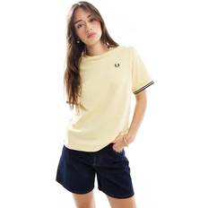 Fred Perry Yellow T-shirts Fred Perry Striped Ribbed T-Shirt - Butter Yellow