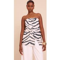 Zebra Tops PrettyLittleThing Zebra Print Floaty Woven Split Hem Bandeau Long Top - Zebra