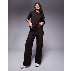 River Island High Waisted Premium Wide Leg Joggers - Brown