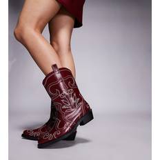 Stövlar wide fit Public Desire Wide Fit Ankelboots I Cowboystil - Vinröda