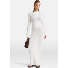 Tala Multiway Gold Ring Long Sleeve Resort Knit Dress - Coconut Milk/White