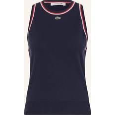 Lacoste Dam Linnen Lacoste Cotton Jersey Sleeveless Top Size 12 - Navy Blue/Light Blue/Red