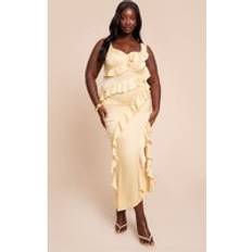 PrettyLittleThing Plus Ruffle Tiered Maxi Dress - Yellow