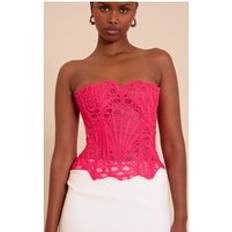 Rosa Korsetter PrettyLittleThing Textured Sheer Floral Lace Corset - Fuchsia