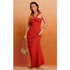 Cache-maillots & Paréos PrettyLittleThing Robe De Plage Longue En Mousseline De Soie Rouille Froncée - Rouille