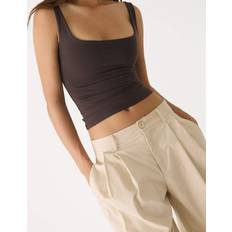 Stradivarius Tank Top With Square Neck - Brown