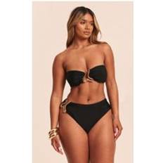 PrettyLittleThing Shape Black Gold Wave Trim Bandeau Bikini Top