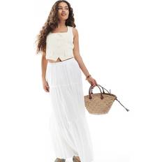 Stradivarius Petite - Hvid Boho Midinederdel