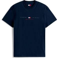 Natur T-shirts Tommy Jeans Marinblå T-shirt Med Centrerad Logga