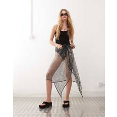 Weekday Skirts Weekday Sequin Net Wrap Midi Skirt - Dark Grey