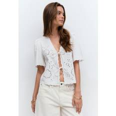 Gina Tricot Blouses Gina Tricot Scallop Edge Tie Front Blouse - White